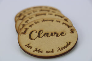 Personalised Wedding Name Signs - Coaster with name and personalised message